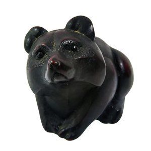 Vintage BOMA Hand Carved Signed Inuit Art Eskimo Red Fox Racoon Figurine Canada